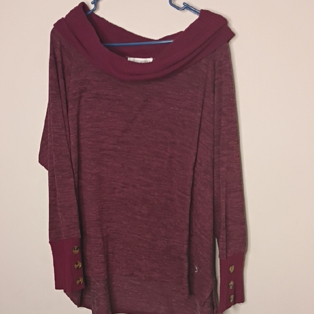 New York Laundry Off-the-Shoulder Burgundy Sweater